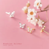 925 Silver Butterfly Stud Earrings with Zircon