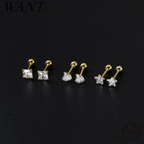 925 Silver Love Stars Spiral Studs for Women
