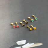 925 Silver Enamel Spiral Beads Stud Earrings Minimalist Smiley Piercing Jewelry