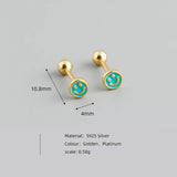 925 Silver Enamel Spiral Beads Stud Earrings Minimalist Smiley Piercing Jewelry
