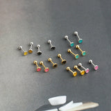 925 Silver Enamel Spiral Beads Stud Earrings Minimalist Smiley Piercing Jewelry