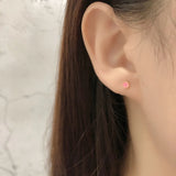 925 Silver Enamel Spiral Beads Stud Earrings Minimalist Smiley Piercing Jewelry