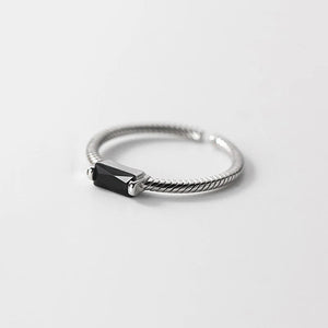 925 Silver Zircon Twist Open Ring for Women Gothic Party Couple