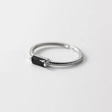 925 Silver Zircon Twist Open Ring for Women Gothic Party Couple