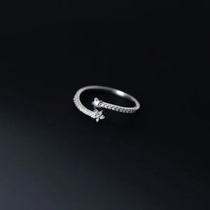 925 Silver Crystal Star Open Finger Ring for Women