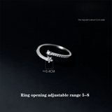 925 Silver Crystal Star Open Finger Ring for Women