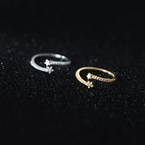 925 Silver Crystal Star Open Finger Ring for Women
