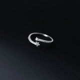 925 Silver Crystal Star Open Finger Ring for Women