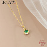 925 Silver Diamond Pave Green Zircon Necklace for Women