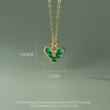 925 Silver Green Zircon Heart Pendant Necklace for Women