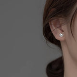 925 Silver Zircon Pearl Stud Earrings Wedding Jewelry