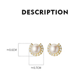 925 Silver Zircon Pearl Stud Earrings Wedding Jewelry