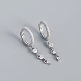 925 Silver Zircon Drop Earrings Tassel Charms