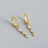 925 Silver Zircon Drop Earrings Tassel Charms