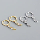 925 Silver Zircon Drop Earrings Tassel Charms