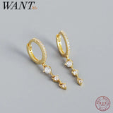 925 Silver Zircon Drop Earrings Tassel Charms