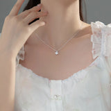 925 Silver Crystal Zircon Pendant Necklace Women Wedding Jewelry