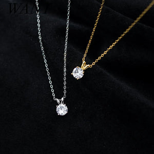 925 Silver Crystal Zircon Pendant Necklace Women Wedding Jewelry