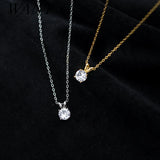 925 Silver Crystal Zircon Pendant Necklace Women Wedding Jewelry