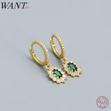 925 Silver Green Zirconia Drop Earrings for Women