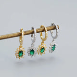 925 Silver Green Zirconia Drop Earrings for Women