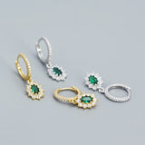 925 Silver Green Zirconia Drop Earrings for Women