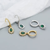 925 Silver Green Zirconia Drop Earrings for Women