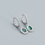 925 Silver Green Zirconia Drop Earrings for Women