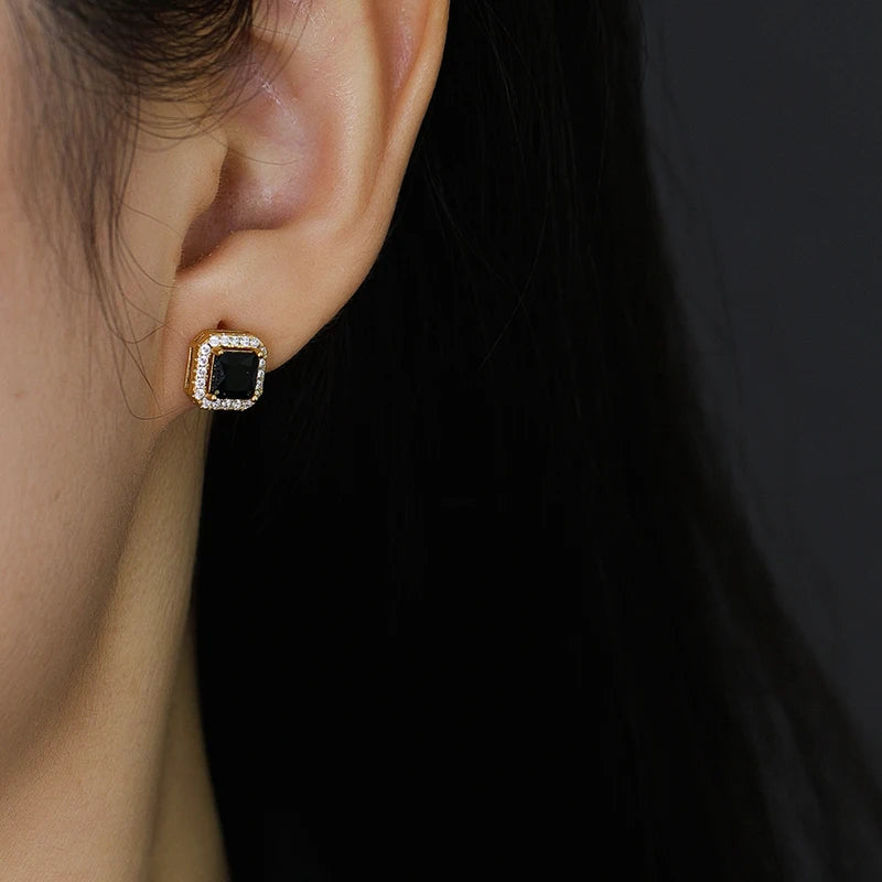 925 Silver Square Zircon Stud Earrings Romantic Wedding Jewelry