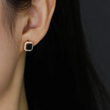 925 Silver Square Zircon Stud Earrings Romantic Wedding Jewelry