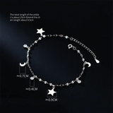 925 Silver Zircon Star Moon Chain Anklet for Women