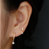 925 Silver Water Drop Zircon Stud Earrings for Women