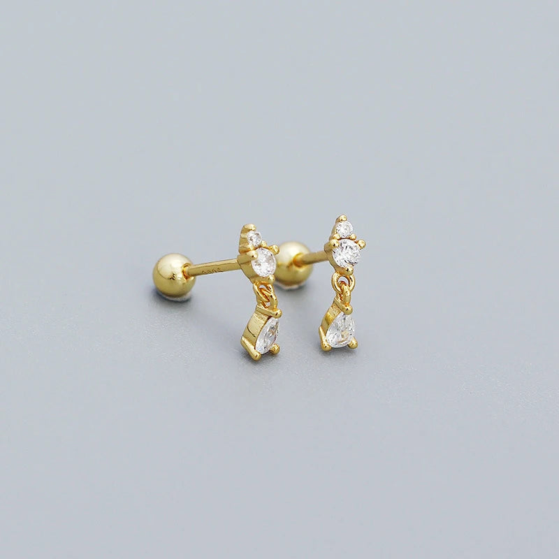 925 Silver Water Drop Zircon Stud Earrings for Women