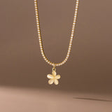 925 Silver Zircon Opal Floral Necklace Wedding Jewelry