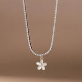 925 Silver Zircon Opal Floral Necklace Wedding Jewelry