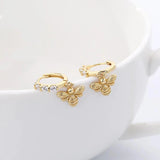 925 Silver Bee Drop Earrings Zircon Statement Party Jewelry