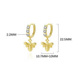 925 Silver Bee Drop Earrings Zircon Statement Party Jewelry