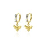 925 Silver Bee Drop Earrings Zircon Statement Party Jewelry