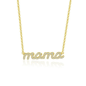 925 Silver Zircon Letter mama Necklace for Women