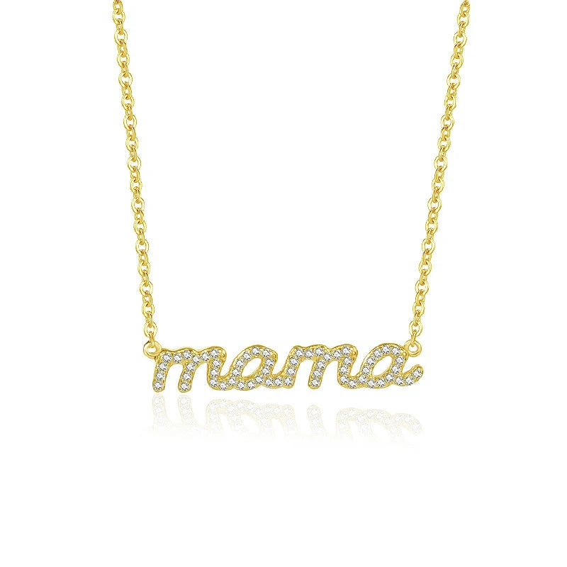 925 Silver Zircon Letter mama Necklace for Women