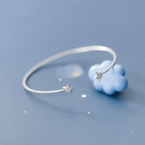 925 Silver Zircon Star Bangle for Women Party Bracelet Gift