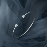 925 Silver Zircon Star Bangle for Women Party Bracelet Gift