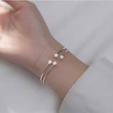 925 Silver Zircon Star Bangle for Women Party Bracelet Gift