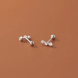 925 Silver Geometric Stud Earrings with Zircon Charm