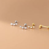 925 Silver Geometric Stud Earrings with Zircon Charm