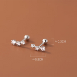 925 Silver Geometric Stud Earrings with Zircon Charm