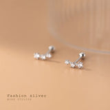 925 Silver Geometric Stud Earrings with Zircon Charm