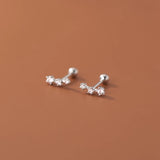925 Silver Geometric Stud Earrings with Zircon Charm