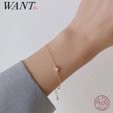 925 Silver Zircon Chain Bracelet for Women Gothic Party Jewelry