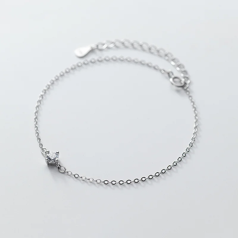 925 Silver Zircon Chain Bracelet for Women Gothic Party Jewelry